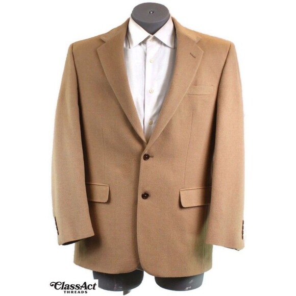 Jos. A. Bank Other - Jos A Bank Camel Hair Sport Coat Mens Tan Blazer Suit Jacket 2 Btn 42L